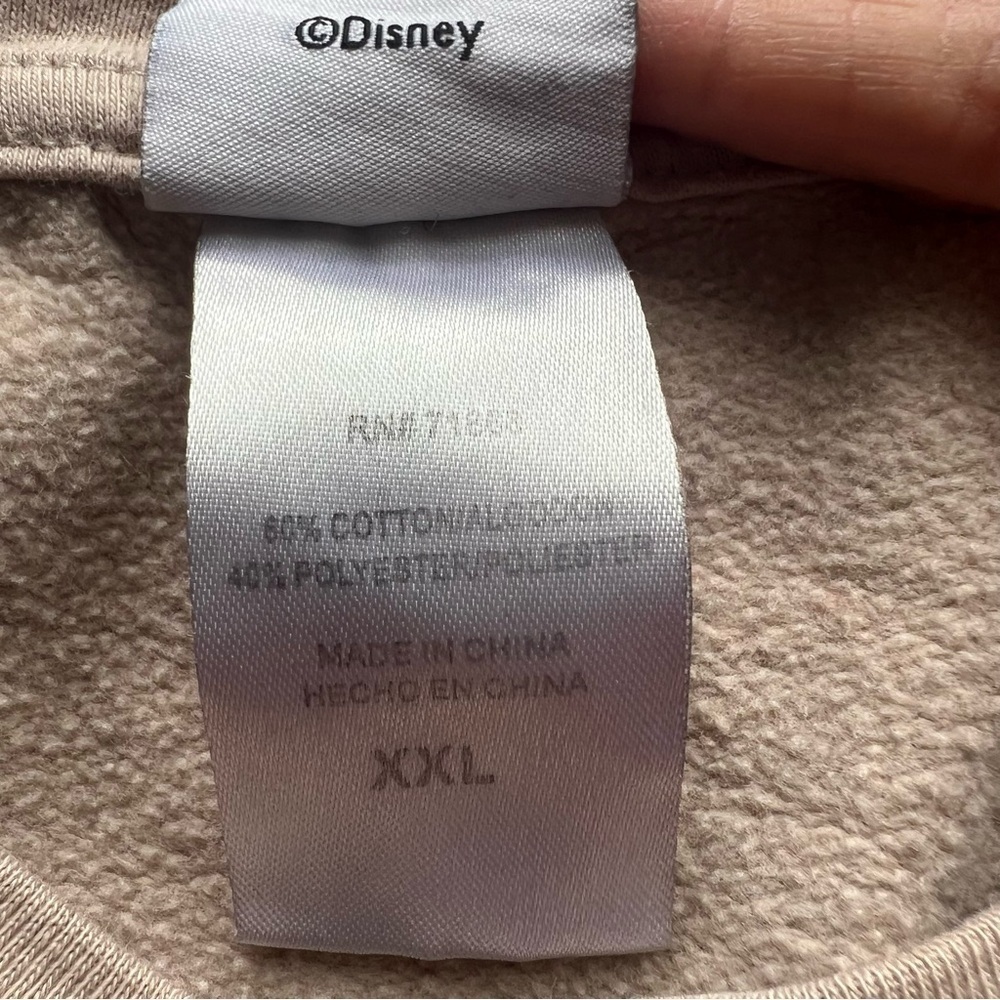 Disney Mickey Minnie Mouse Cropped Sweatshirt Pullover Size XXL Beige Pink - Picture 6 of 6